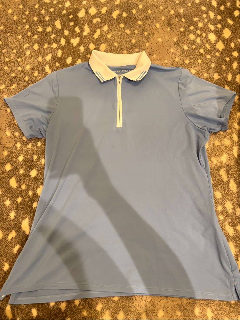 Peter Millar Light Blue Short-Sleeve Polo with White Zip Collar